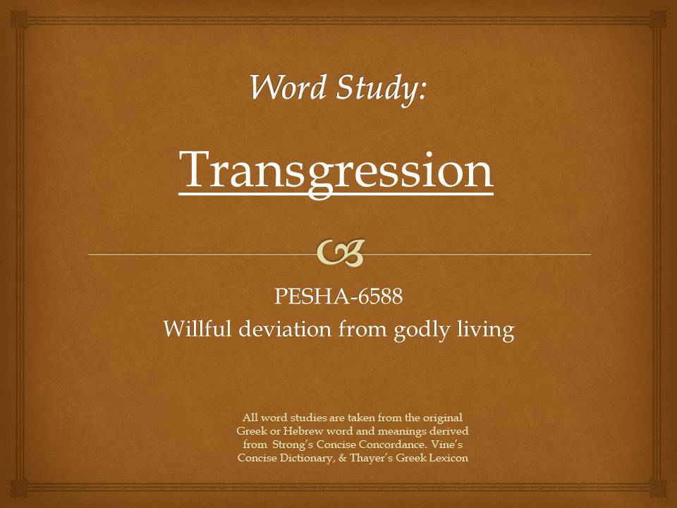 Word StudyTransgression