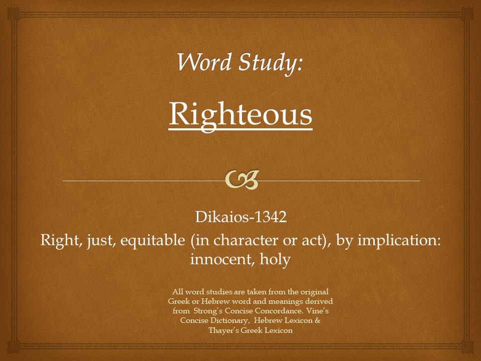 Word Study Righteous